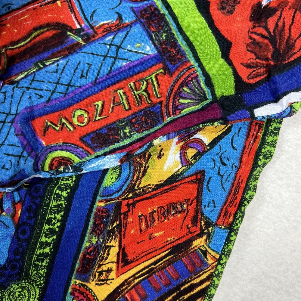 Vintage Paragraff Button Up Mens‎ M Rayon Colorful Abstract Mozart Bach - Picture 9 of 11